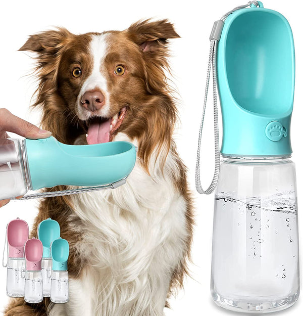 Kalimdor Dog Water Bottle, Leak Proof Portable Puppy Water Dispenser with Drinking Feeder for Pets Outdoor Walking, Hiking, Travel, Food Grade Plastic (19Oz Blue)1