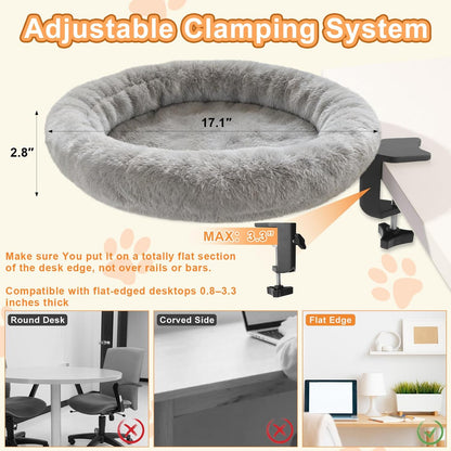 Cat Desk Bed - Ergonomic Cat Desk Perch Clamp for Remote Workers - Quality Desktop Suspended Cat'S Bed- Rotating Cats Hammock Desk with Removable Cover, Cat Bed Hold up to 50LBS, Gray4