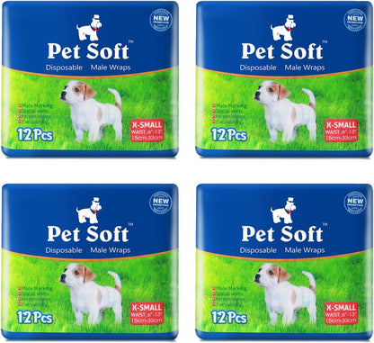 Pet Soft Disposable Male Wrap Dog Diaper,12Pcs,Xs8