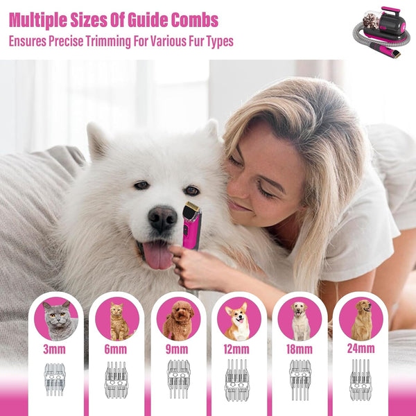 Dog Grooming Vacuum Kit with Clippers and Nail Grinder, 1.2L Pet Grooming Vacuum for Shedding, Low-Noise Dog Hair Vacuum with Grooming Brush for Home Cleaning Grooming,Dyson-Style Gray5