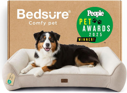 Bedsure Supportmax™ XL Orthopedic Dog Beds Large Sized Dog - Extra Thick Supportive Dogs Couch with Waterproof Washable Cover, Extra Large Comfort Pet Sofa with Soft Sherpa & Nonskid Bottom, Grey, 42"16
