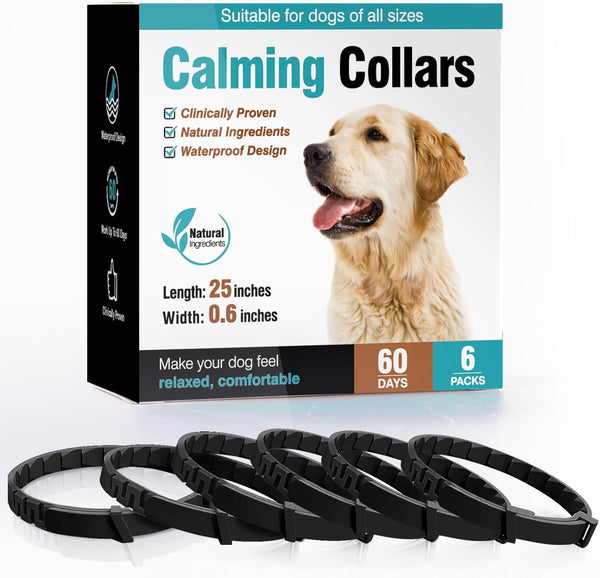 Calming Collar for Dogs 6 Packs Dog Calming Pheromones Collar Separation Anxiety and Stress Relief anti Anxiety 60 Days Calm Pheromone Collars for Small Medium Large Dogs 25 Inch Adjustable Waterproof1