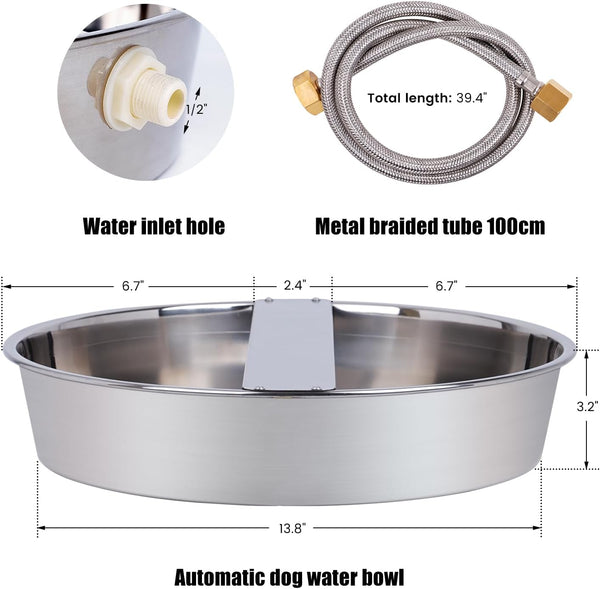 Automatic Dog Water Bowl Dispenser Large Breed Outdoor Stainless Steel Pet Waterer with Float Valve Auto Fill Dog Waterer for Large Dogs Cats Chicken Livestock5