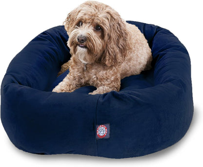 Majestic Pet 32 Inch Suede Calming Dog Bed Washable – Cozy Soft round Dog Bed with Spine Support for Dogs to Rest Their Head - Fluffy Donut Dog Bed 32X23X7 (Inch) - round Pet Bed Medium – Sage40