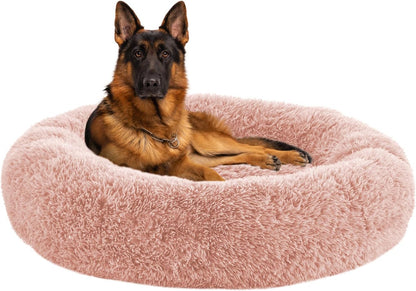 Calming Dog Beds for Large Dogs, Faux Fur Donut Cuddler Dog Bed, round Fluffy Pillow, Washable Pet Bed for Dogs up to 80Lbs, 36Inch9