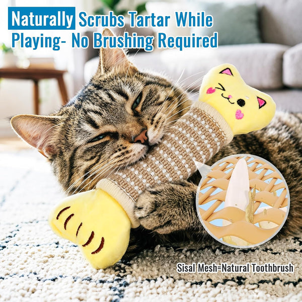 ENNOKEY Catnip Cat Toys Pillows, for Indoor Kitten Kicker Chew, 9.45 Inches | Crinkle Sound, Durable Soft Sisal Material, Safe Teeth Cleaning, Interactive Fun3