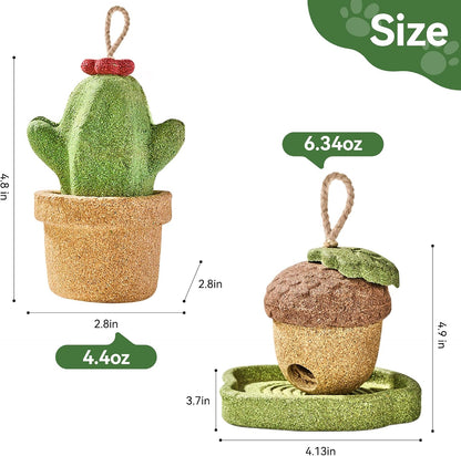 2 Pack Guinea Pig Chew Toys, Prevent Teeth Overgrowth, Rabbit Chew Toys, Natural Treats for Rabbit/Hamster Toys, Natural Timothy Grass & Vegetables, Small Animal Toys for Habitat Decoration2