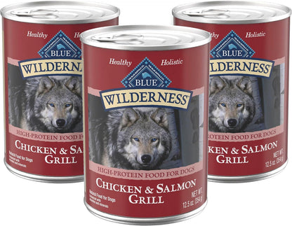 Blue Buffalo Wilderness Grain Free Adult Wet Dog Food, Beef & Chicken Grill, 32G Protein per Can, 12.5 Oz. Can (Pack of 12)23