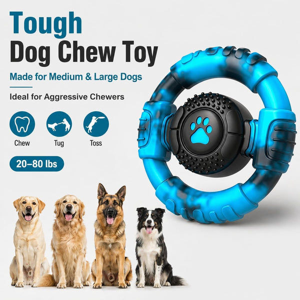 Pamlulu Tough Dog Toys for Aggressive Chewers, Indestructible Dog Toy for Large Dogs, Nylon Chew Toys for Medium Large Breed, Interactive Dog Toys to Keep Them Busy, Dog Birthday2