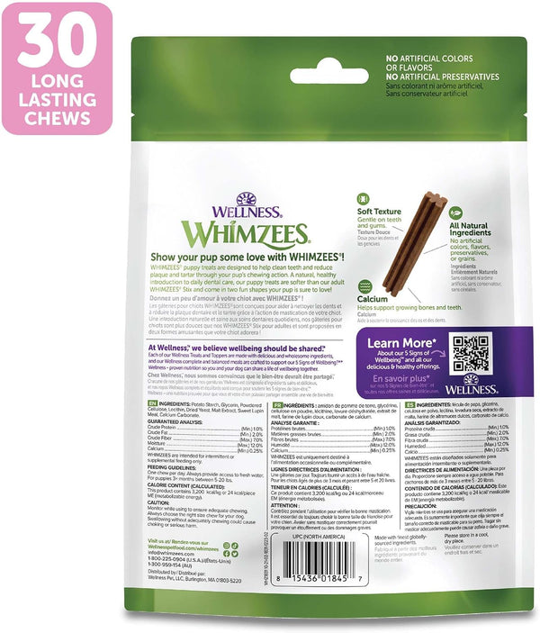 Wellness WHIMZEES Puppy Natural Dog Dental Treat, Chews, Freshens Breath, Extra-Small/Small Size, 7.9 Oz Bag, 30 Count9