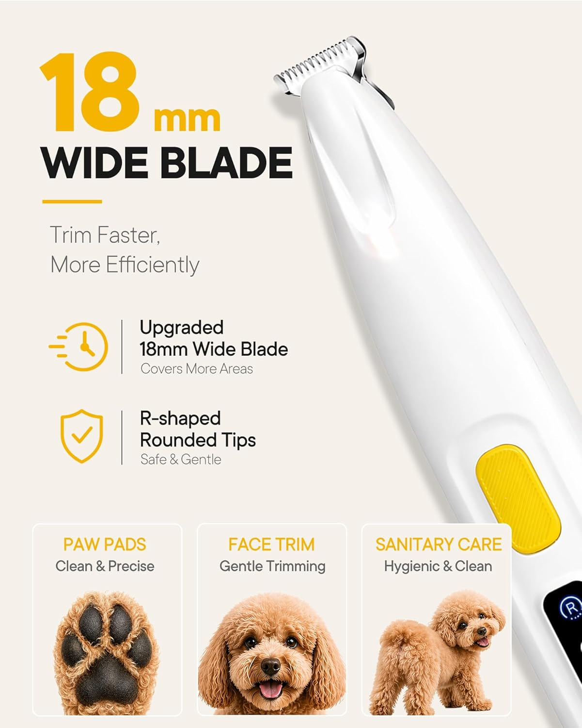 furbona-dog-paw-trimmer-18mm-quiet-dog-hair-trimmer-with-led-light-18mm-wide-blade-for-paws-face-ears-and-rump-led-light-35db-quiet-pet-grooming-ipx4-water-resistant-usb-rechargeable