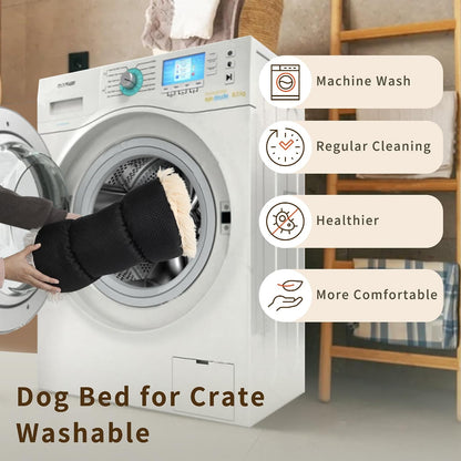 Nononfish Dog Crate Bed for Small Dogs Washable Orthopedic Flat for inside Crate Cages Kennel House Sofa Plush Comfy Sleeping Beige,24 In3