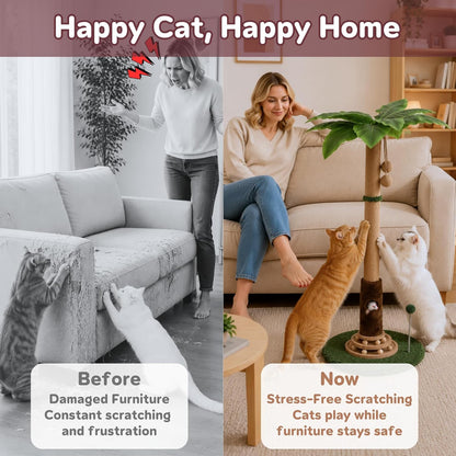 AIXINPET Cat Scratching Post - Upgraded 40'' Tall Cat Scratcher Tree Tower Scratching Posts for Indoor Cats, with Cat Toy Mouse Hole, Spring Ball and Interactive Wooden Ball - for Kittens Adults Cats2
