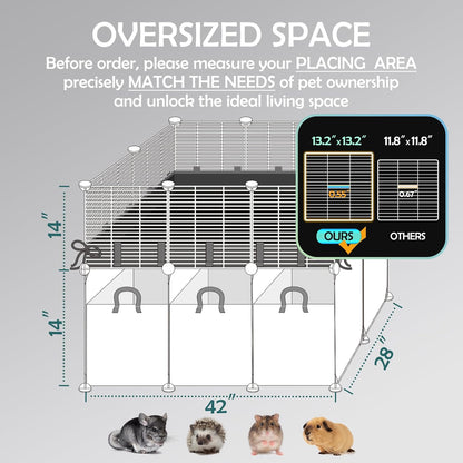 MEEXPAWS Guinea Pig Cages Small Animal Playpen Large 42" L X 28" W X 28" H | with Waterproof PVC Liner & Washable Pee Pad &Storage Space, C&C Cage for Guinea Pigs Indoor Pet Enclosure Wire Yard Playpen7