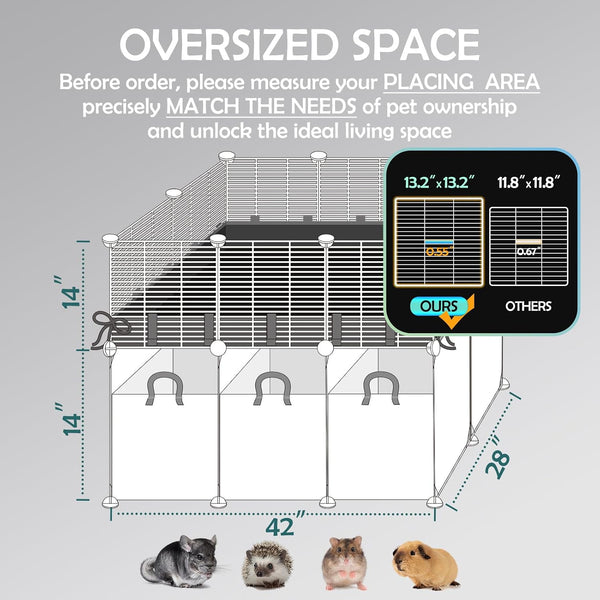 MEEXPAWS Guinea Pig Cages Small Animal Playpen Large 42" L X 28" W X 28" H | with Waterproof PVC Liner & Washable Pee Pad &Storage Space, C&C Cage for Guinea Pigs Indoor Pet Enclosure Wire Yard Playpen7