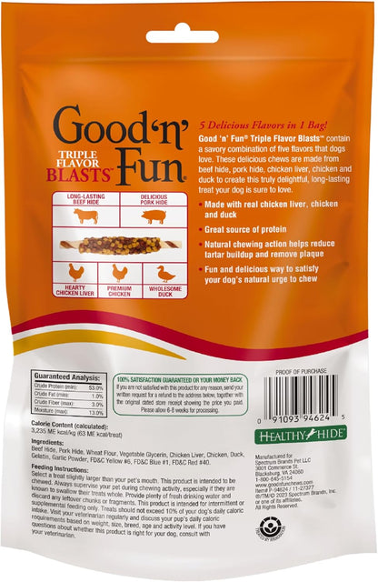 GOOD 'N' FUN Triple Flavor Blasts for All Dogs, 4 Ounces, Treat Your Dog to Long-Lasting Chews Made with Chicken Liver, Chicken & Duck2