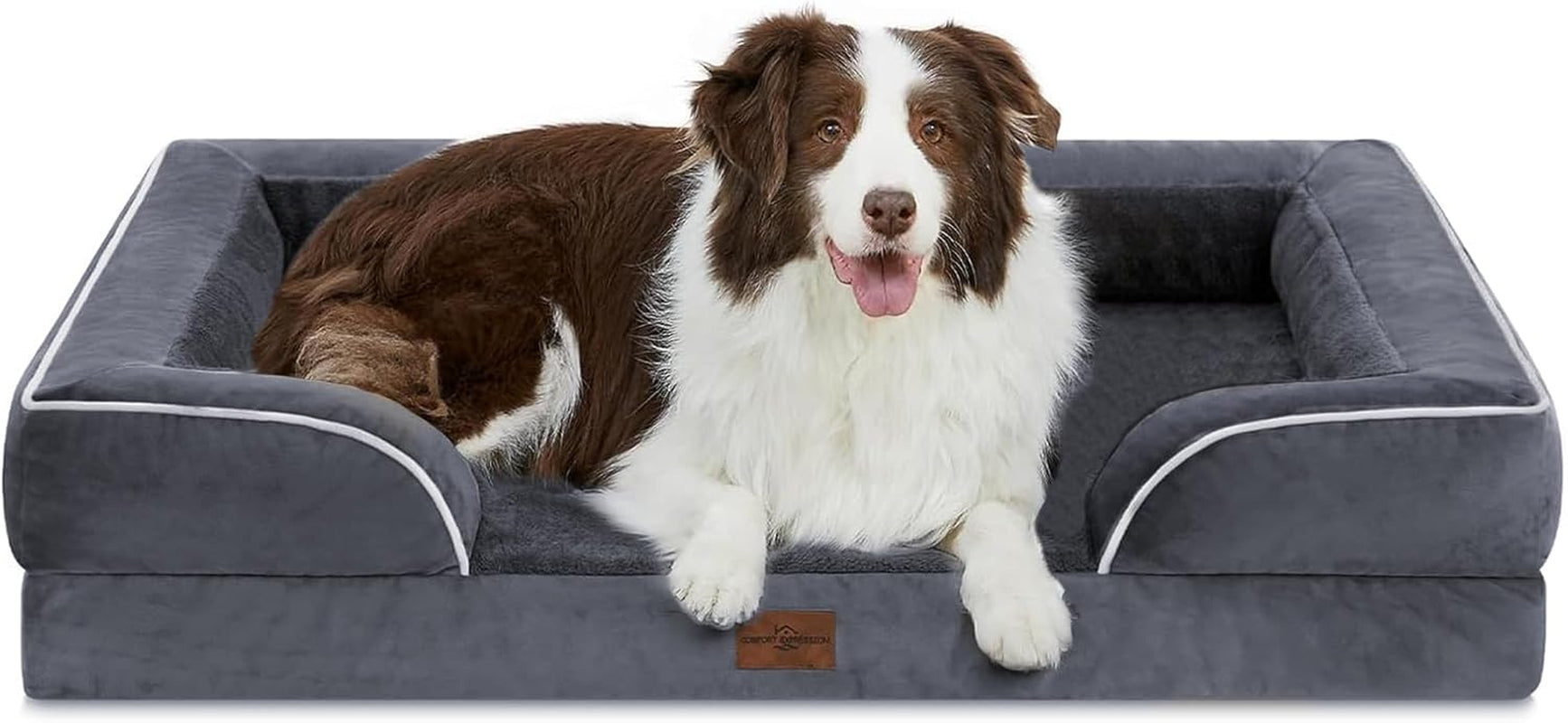 comfort-expression-orthopedic-dog-bed-for-extra-large-dogs-with-bolster-waterproof-dog-couch-bed-with-washable-cover-non-slip-bottom-supportive-egg-crate-foam-xl-pet-bed-42x30-inch