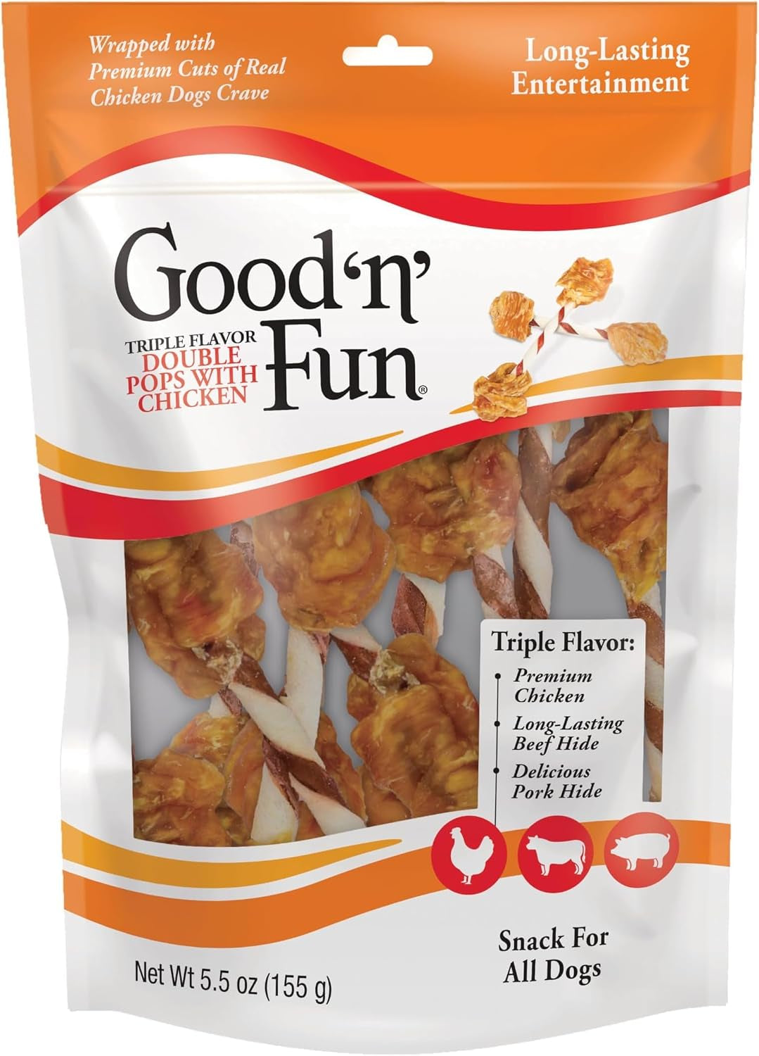 good-n-fun-triple-flavor-double-pops-treats-for-dogs-long-lasting-chews-made-with-real-chicken-beef-hide-and-pork-hide-12-oz