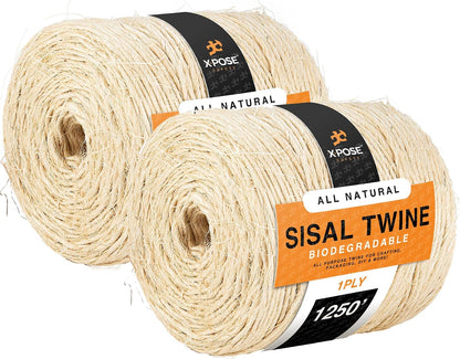 Sisal Twine - 2 Ply Thin Natural Fiber Rope on Spool - for Cat Scratching Post, Cat Tree Replacement Parts, Pet Toy - Decorative Cordage, Pole Wrap (150Ft)7