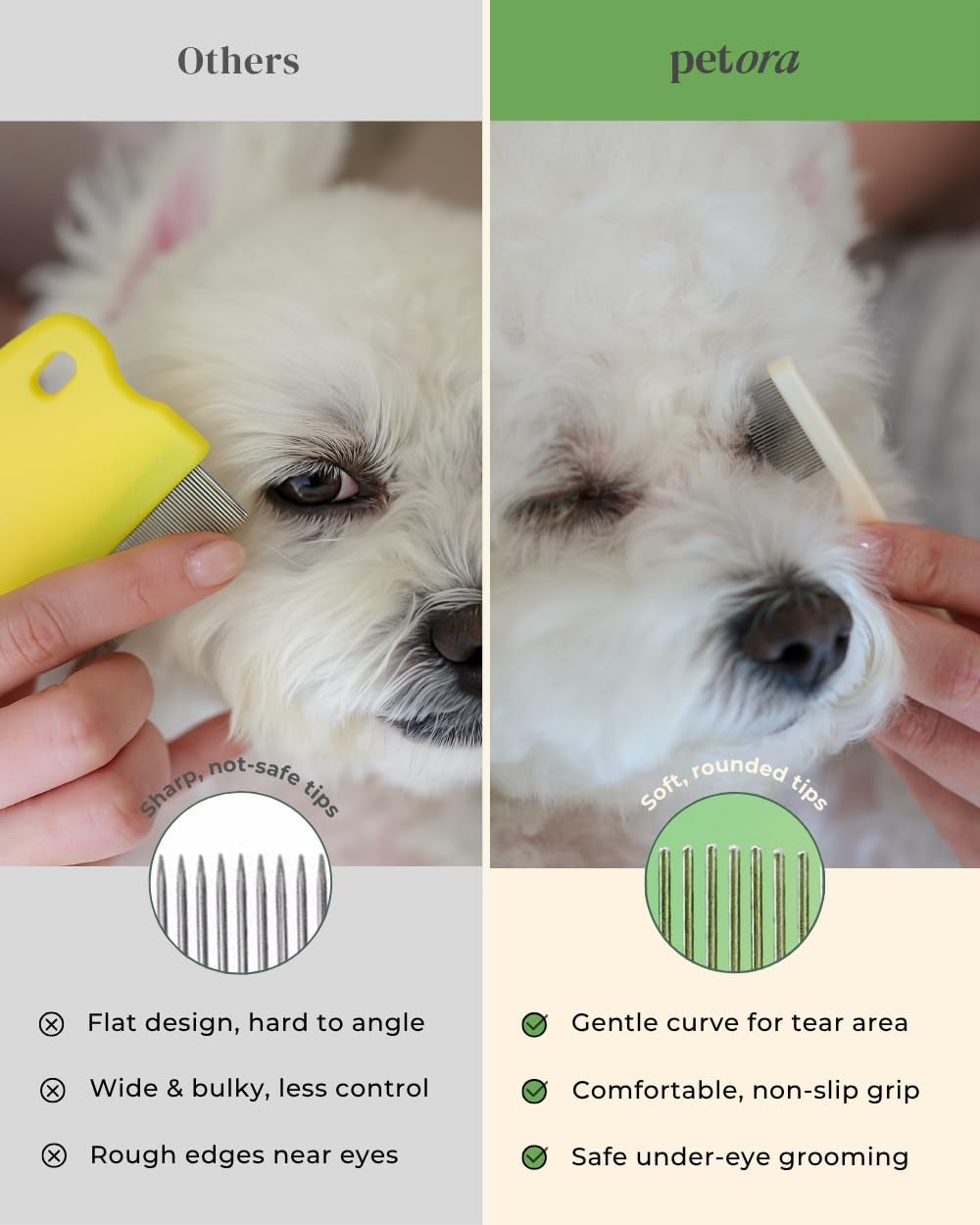 petora-brush-on-me-gentle-facial-eye-comb-for-dogs-cats-smooth-stress-free-tear-stain-remover-fine-tooth-grooming-tool-with-rounded-tips-comfortable-grip-for-daily-pet-grooming