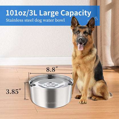 Kactoily 3L/101Oz Large Capacity Dog Water Bowl Stainless Steel No Spill Dog Bowls Slow Drinking Dog Water Feeder Dispenser5