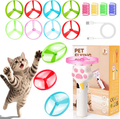 BABORUI Cat Toy Disc Launcher, Rechargeable Interactive Cat Fetch Toy Launcher with 8 Flying Discs, Flying Enrichment Toys for Indoor Bored Kittens & Adult Cats (Yellow)16