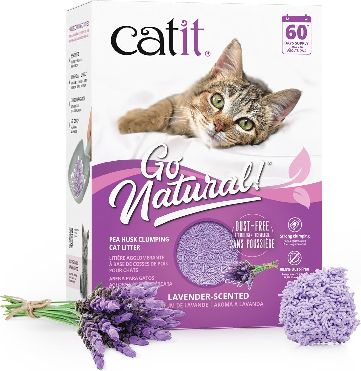 catit-go-natural-pea-husk-clumping-cat-litter-12-3-lb-lavender-scented-lightweight-dust-free-easy-cleaning-scooping-flushable-kitty-litter-with-odor-control-subtle-fragrance