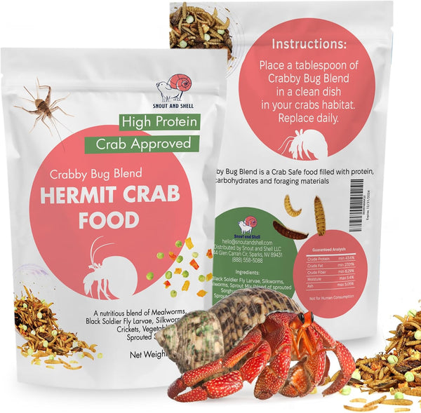 Natural Hermit Crab Food – High-Protein Hermit Food with Real Fruit and Sprouted Grains – 65 G (2.3 Oz) Crab Food for Pet Hermit Crabs by Snout and Shell17