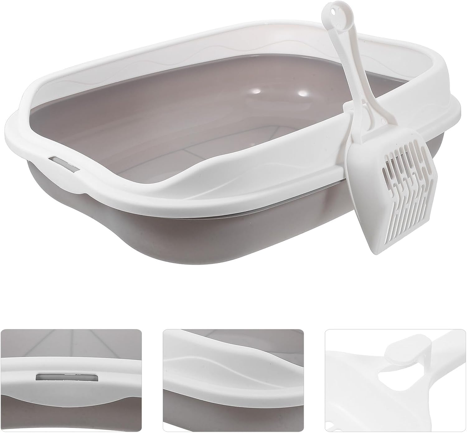 artibetter-semi-enclosed-cat-litter-box-with-scoop-small-gray-kitten-litter-pan-splash-resistant-open-design-pet-toilet-for-cats-and-kittens-suitable-for-indoor-housebreaking