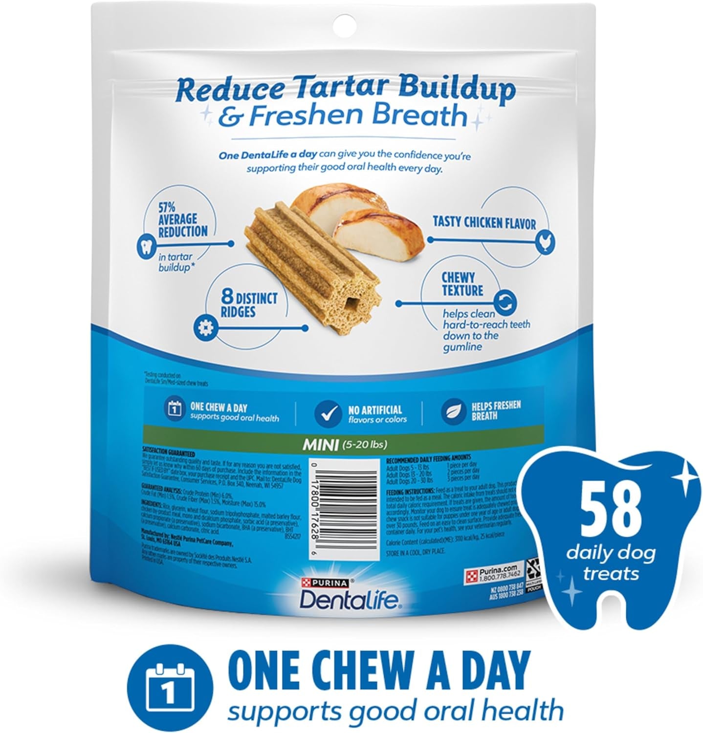 dentalife-daily-oral-care-dog-treats-for-small-dogs-5-20-lbs-chewy-dental-treat-to-freshen-breath-and-fight-tartar-chicken-flavor-17-1-oz-58-chews-58-ct-pouch
