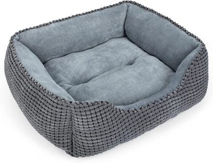 MIXJOY Dog Bed for Large Medium Small Dogs, Rectangle Washable Sleeping Puppy Bed, Soft Calming Cat Beds for Indoor Cats, Orthopedic Pet Sofa Bed, Anti-Slip Bottom with Multiple Size (20'', Grey)1