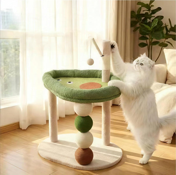 Cat Scratching Post, 19.69" H(50Cm) Cat Tree with Cat Bed, Scratching Posts for Indoor Cats with Two Plush Balls Toy, Small Cat Tree for Kittens/Cats Playing and Relaxing (20 in Grey Cat Tree)10