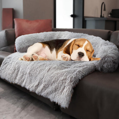 Calming Dogs/Cats Bed Mats, Dog Pad Washable Removable Couch Cover, Plush Long Fur Mat for Pets, Waterproof Lining, Perfect for Small, Medium and Large Dogs and Cats (Gradient Gray, 36"X31")16
