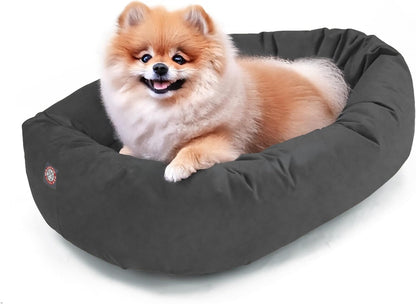Majestic Pet 32 Inch Suede Calming Dog Bed Washable – Cozy Soft round Dog Bed with Spine Support for Dogs to Rest Their Head - Fluffy Donut Dog Bed 32X23X7 (Inch) - round Pet Bed Medium – Sage27