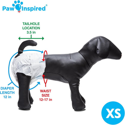 Paw Inspired Disposable Female Dog Diapers, XS Size, 12 Count | Ultra Protection, Adjustable Fasteners, Comfortable Fit, Leakproof Core, for Dogs in Heat, Excitable Urination, Incontinence5