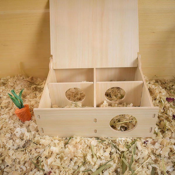 Multi-Chamber Wooden Hamster Hideout & Tunnel - Durable, Ventilated Natural Wood Cage Accessories for Dwarf, Syrian Hamsters and Small Pets8