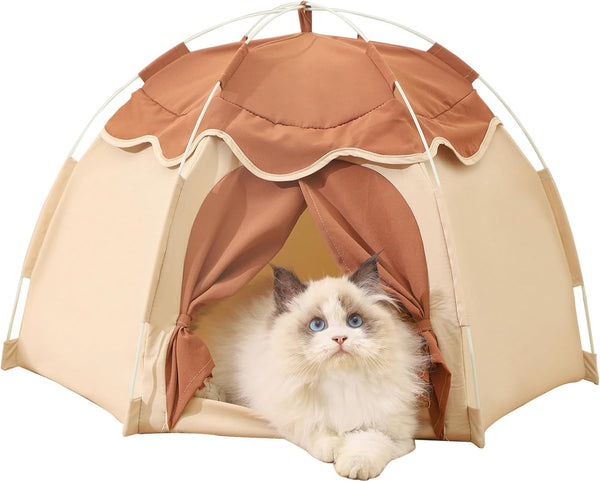 Gigreinc Cat Tent for Indoor, Indoor Dog House,Kitten Tent Suitable for Samll Dogs,Pet Cute Cave Nest Dog Houses(Beige, Medium)1