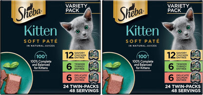 Sheba Perfect Portions Kitten Pate Wet Cat Food, Multipack, 2.6 Oz, 24 Ct | DHA for Brain Development, Vitamin E for Immunity, Real Meat, All Essential Amino Acids, Complete & Balanced, 48 Servings14