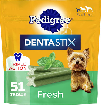 Pedigree Dentastix Small & Toy Breed Dog Dental Treats, Fresh, 102 Count | Triple Action Dental Care, Reduces Tartar, Cleans Teeth, Freshens Breath, for Dogs 7-22 Lbs, No Added Sugar/Fillers21
