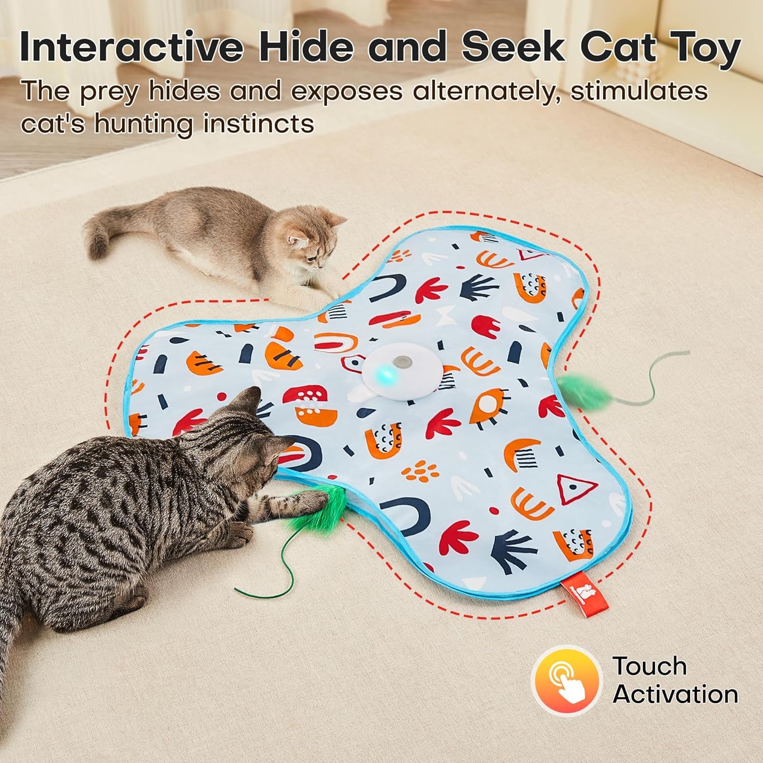 potaroma-hide-and-seek-interactive-cat-toys-moving-concealed-wand-feather-automatic-chargeable-indoor-kitten-exercise-kicker-mouse-squeaky-floral-cover