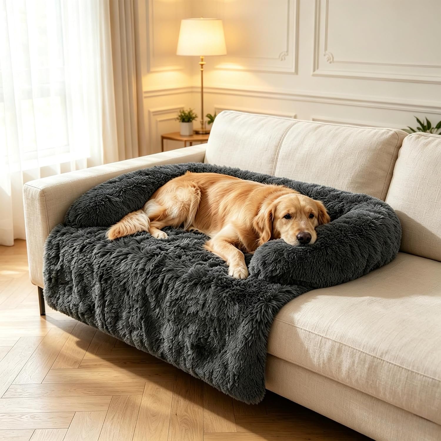 calming-dog-bed-for-couch-thickened-plush-dog-mat-with-raised-bolster-washable-pet-sofa-bed-furniture-protector-non-slip-dog-couch-cover-for-small-medium-large-dogs-cats-dark-gray-x-small