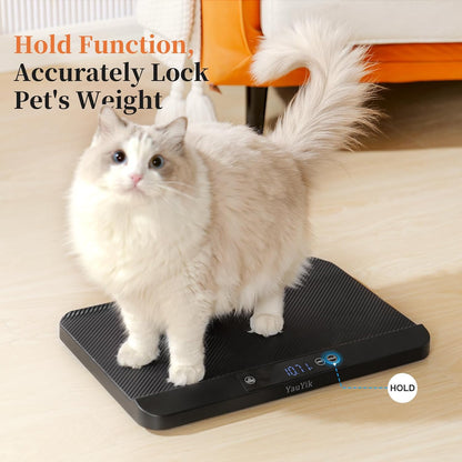 Yauyik Digital Pet Scale, Baby Scale with Non-Slip Mat, up to 40Kg, Black | High Precision Puppy Whelping Scale for Kittens, and Crawl Pet, 5 Units, LED Display, Hold Function（Batteries Included）5