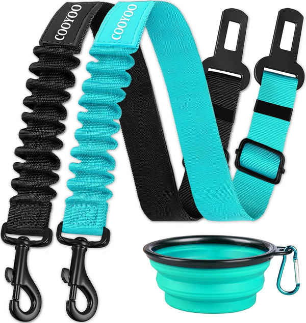 COOYOO Dog Seat Belt, Durability Retractable Dog Car Harness Adjustable Dog Seat Belt for Vehicle Nylon Pet Safety Seat Belts Heavy Duty & Elastic (1 Pack Black)9
