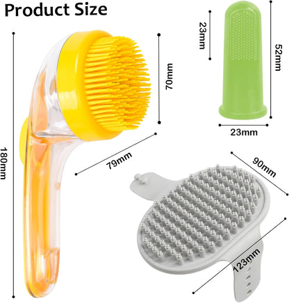 (6 Pcs) ELEGX Pet Grooming Bath Massage Brush with Soap and Shampoo Dispenser Soft Silicone Bristle for Long Short Haired Dogs Cats Shower3