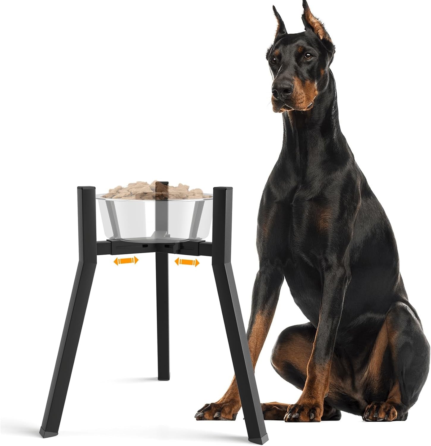 dog-bowl-stand-for-medium-large-dogs-adjustable-width-elevated-dog-bowls-7-10-6-raised-dog-food-water-bowls-11-inch-tall-single-holder-black-bowl-not-included