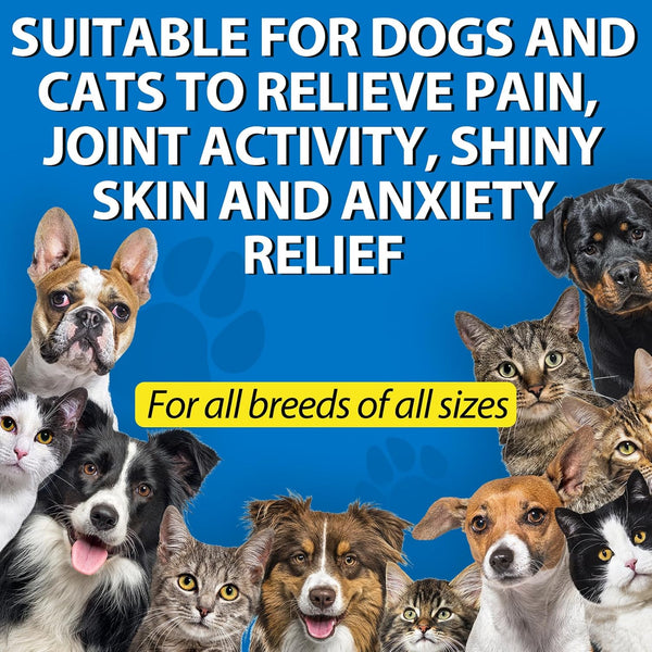 Oil for Dogs & Cats 60Ml,Pet Oil for Pain,Skin,Arthritis Pain,Pain Relief,Calming,Omega 3,6,9 for Dog Emotions,Barking & Dog Joints,Supports & Maintains Healthy Joints (1 Pack, Blue)2
