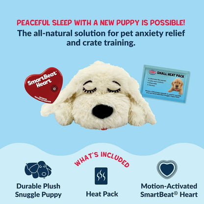 Snuggle Puppy Heartbeat Puppy Toy for Small Breeds, Compact Plush Dog Toy with Real-Feel Pulse, Designed for Crate Time, First Nights, and Rest - Cream4