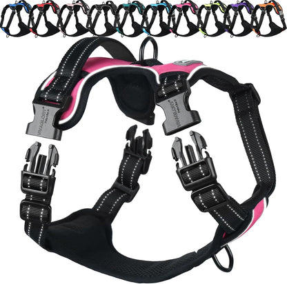VIVAGLORY No Pull Dog Harness Vest Harness, L, Orange - Patterned | with Handle Front and Back Clip for Training & Pulling, No Pull & Escape Proof Padded Adjustable for Pet Puppy10