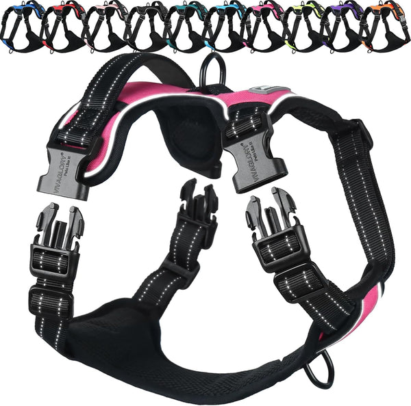 VIVAGLORY No Pull Dog Harness Vest Harness, L, Orange - Patterned | with Handle Front and Back Clip for Training & Pulling, No Pull & Escape Proof Padded Adjustable for Pet Puppy10