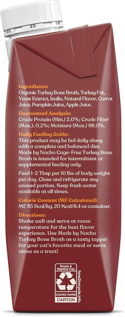 Made by Nacho Bone Broth Cat Food Topper for Hydration and Picky Eaters - Add Protein and Flavor to Your Dry Cat Food – Supports Optimal Nutrition, Digestion, Skin & Coat, 11 Oz. Turkey2